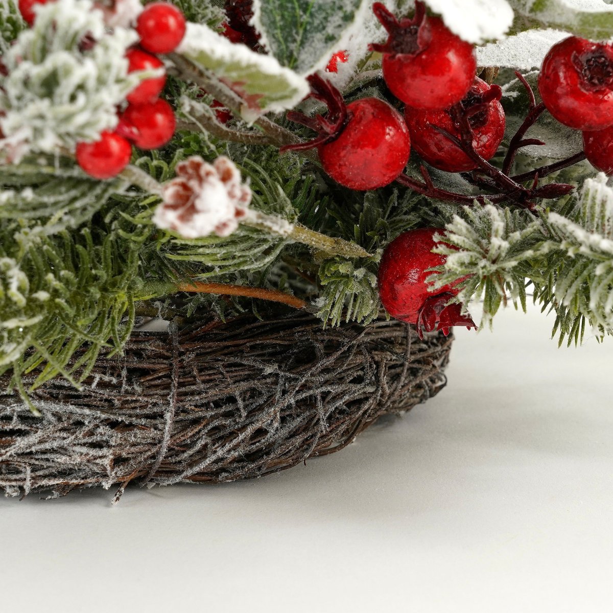 Couronne de Noël enneigée Ø50 cm BELFORT vert, MICA DECORATIONS
