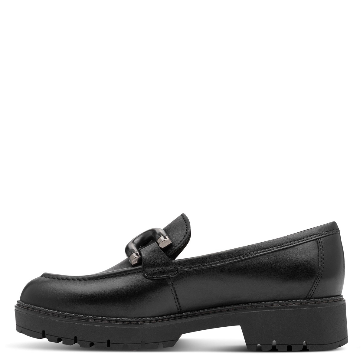 Slipper en cuir noir, TAMARIS