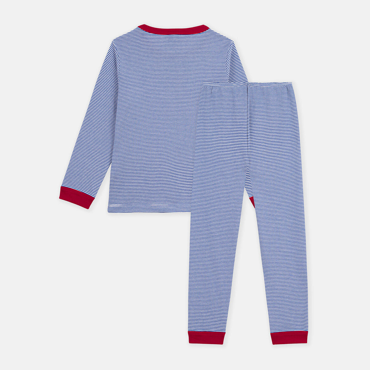 Pigiama in felpa, con stampa a righe rigato blu, PETIT BATEAU