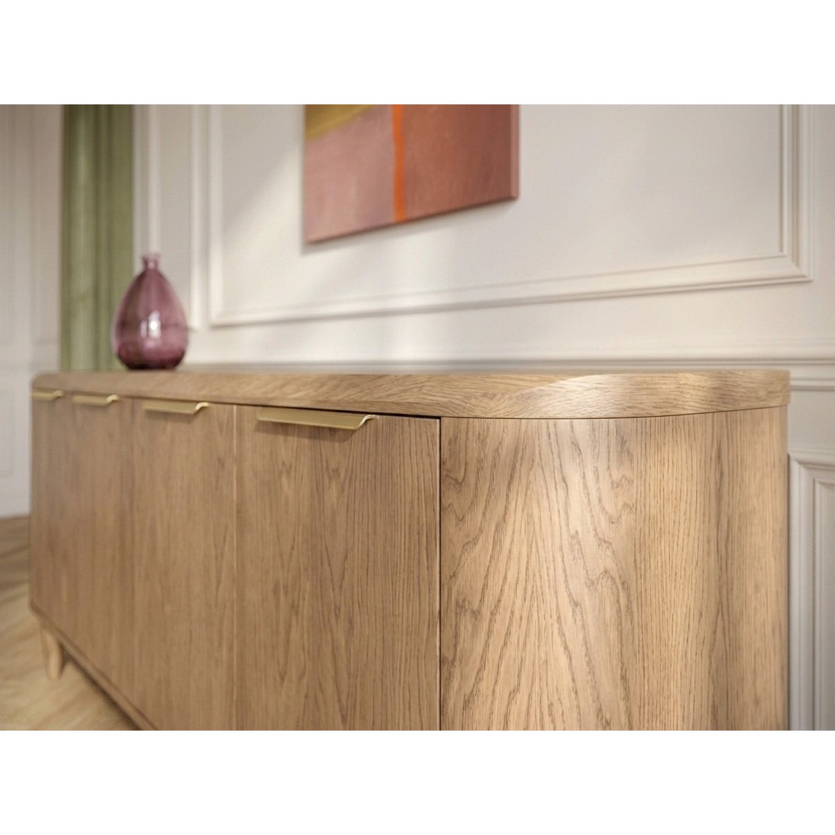 Buffet bas en 4 portes 200 cm, MAZARGUES marron clair, BOBOCHIC