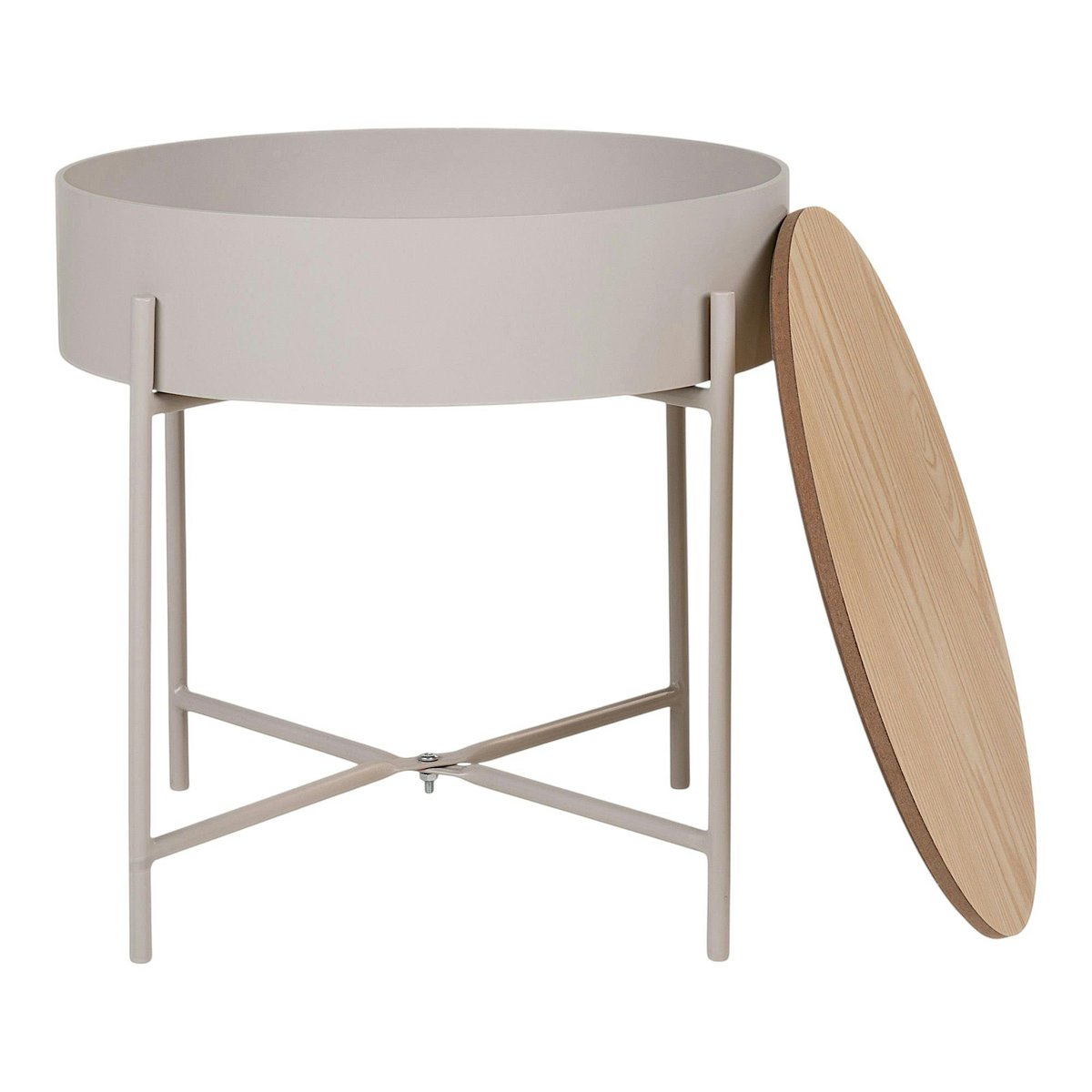 Bout de canapé métal beige plateau effet bois ODENSE beige, PIER IMPORT