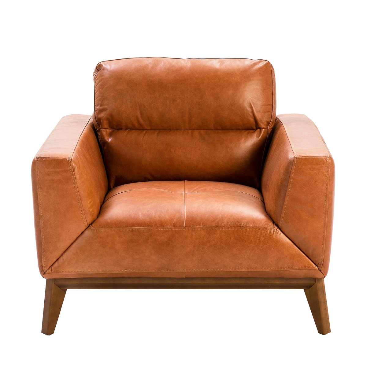 Fauteuil en cuir et pieds en bois marron | noyer, ANGEL CERDA