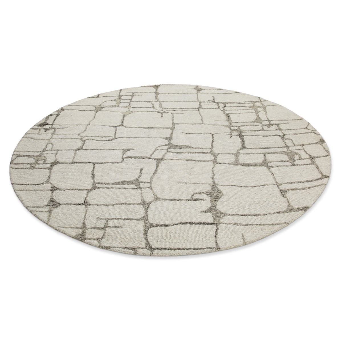 Tapis rond élégant à motifs blocs , HAMPTONS TWELVE blanc crème, WECON HOME