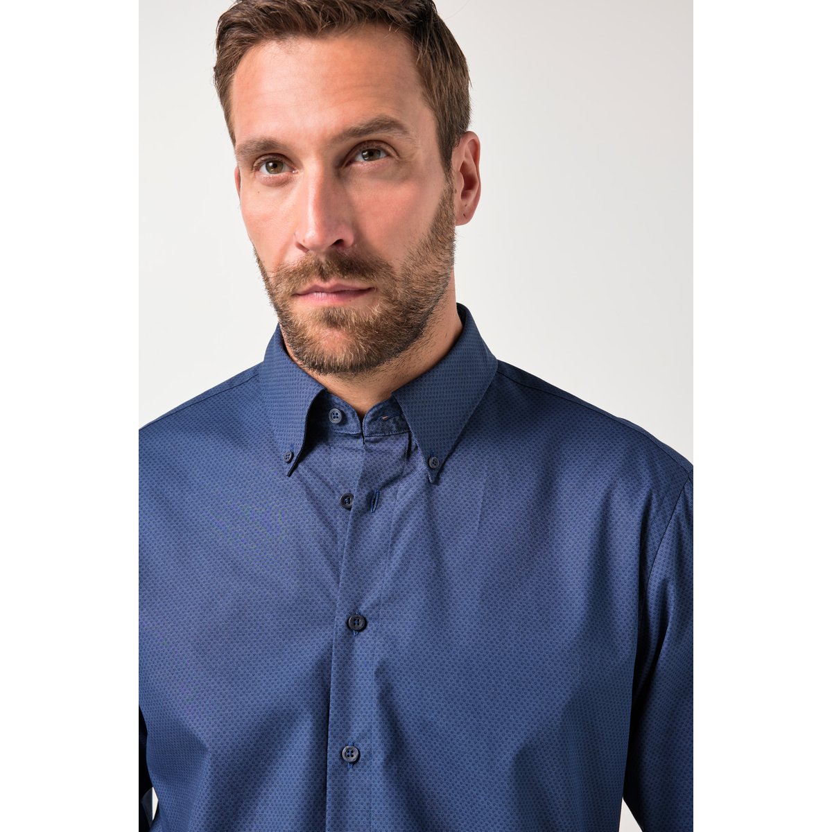 Chemise micro-imprimé bleu marine, JP1880