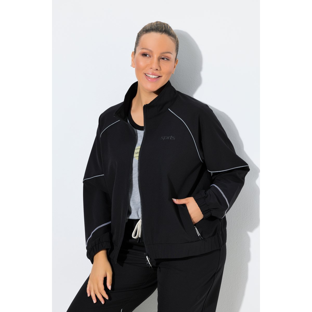 Veste de survêtement technique, col montant noir, ULLA POPKEN