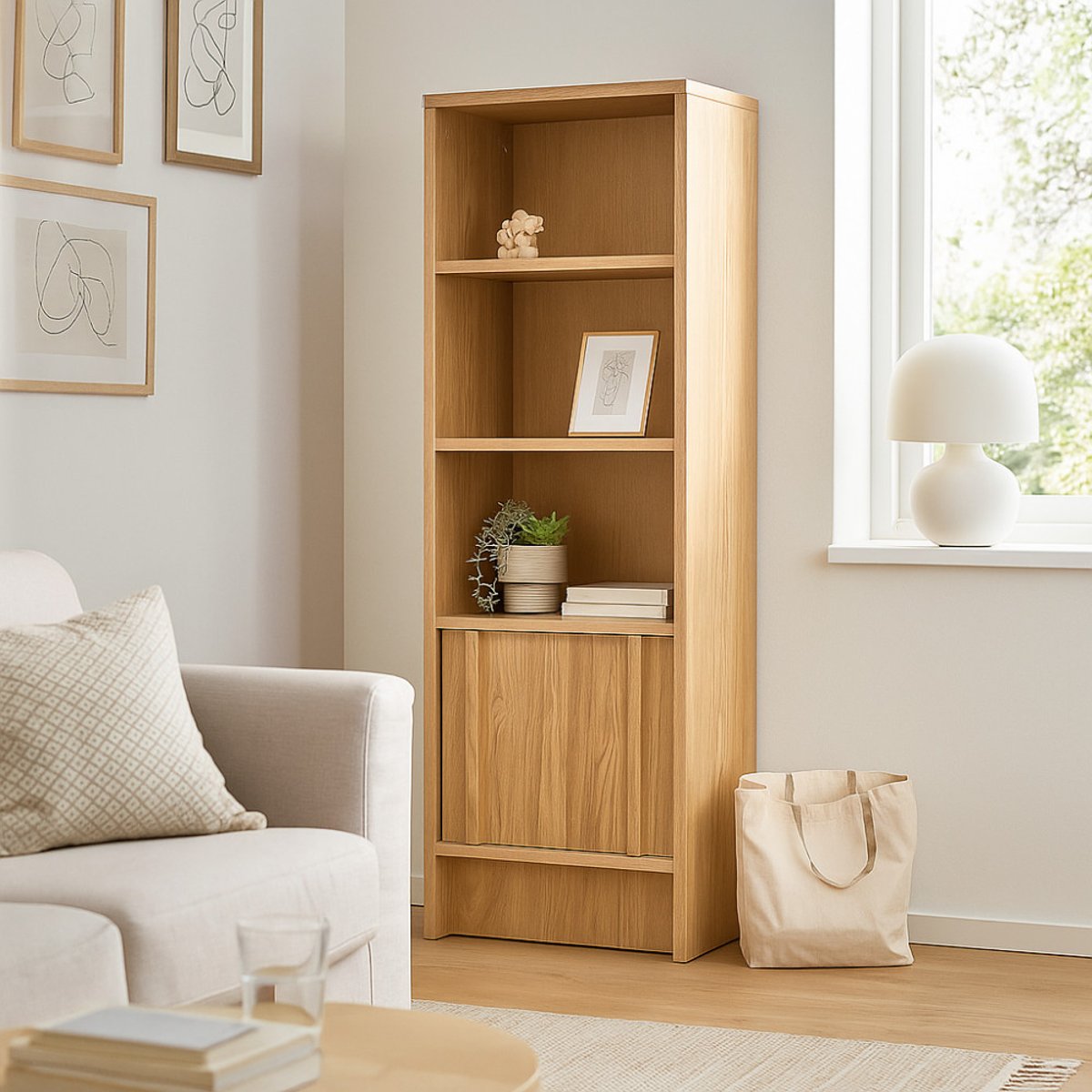 Colonne de rangement en bois H120cm- TORI bois clair, DRAWER