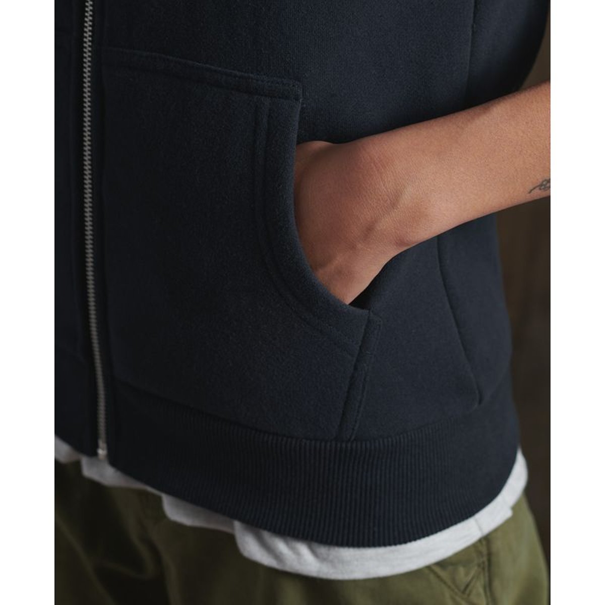 Veste à capuche zippée Orange Label bleu marine éclipse, SUPERDRY