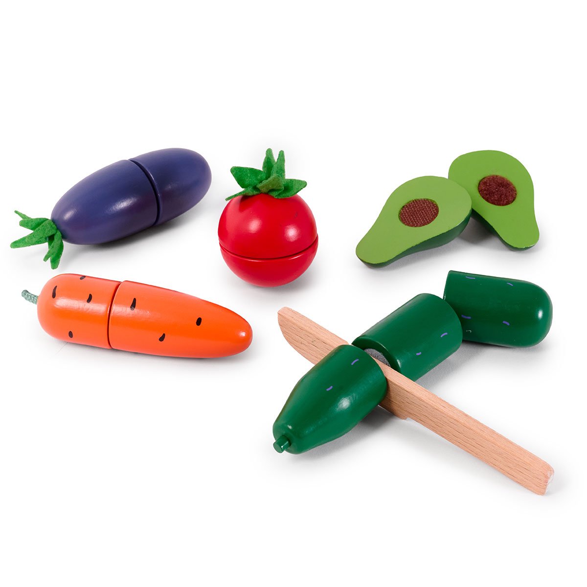 Set de 5 légumes à découper en bois blanc, OXYBUL 