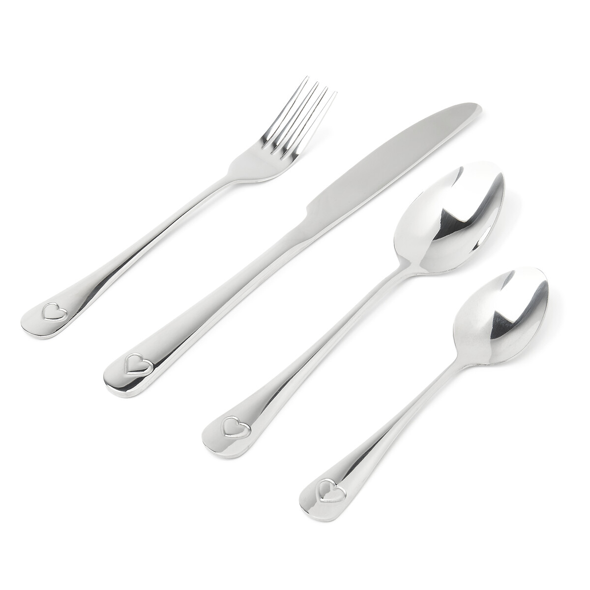 16-Piece Hearts Stainless Steel Cutlery Set silver-coloured, SABICHI