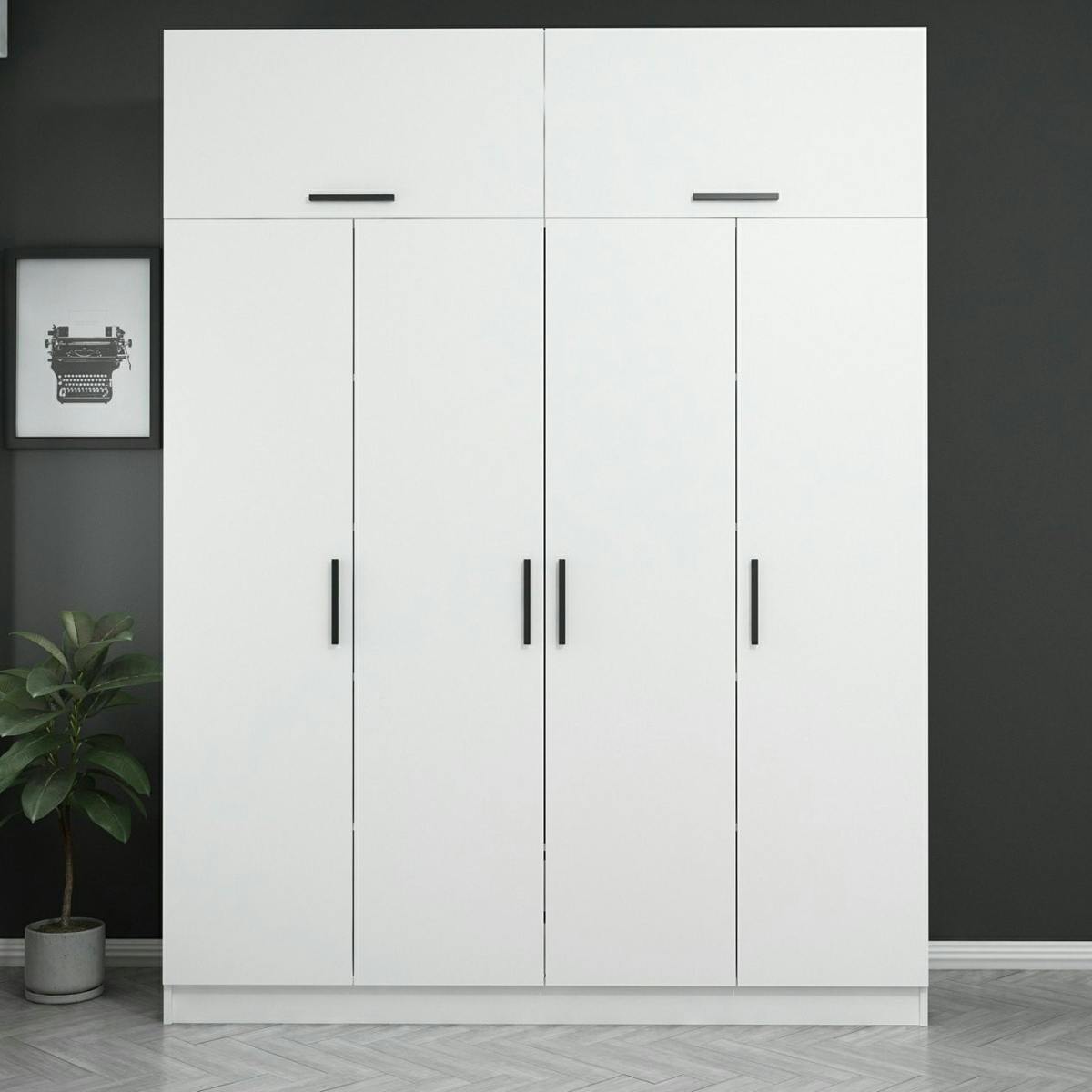 Armoire penderie avec tiroirs BYRON blanc, PIER IMPORT