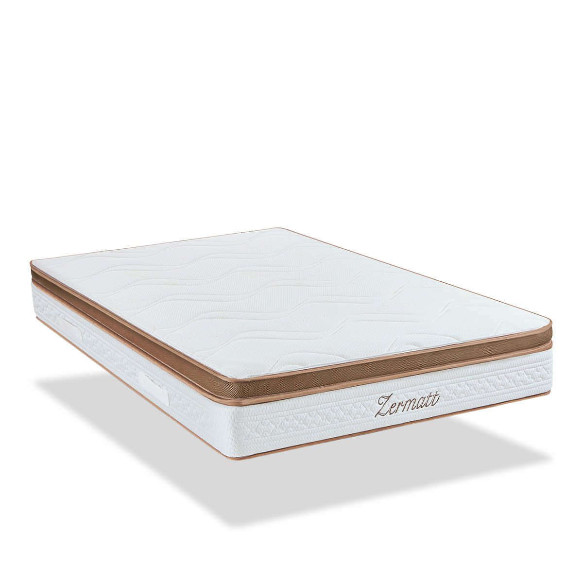 Ensemble Zermatt 180x200 cm Matelas Mousse + Sommier Bois blanc, BELLECOUR