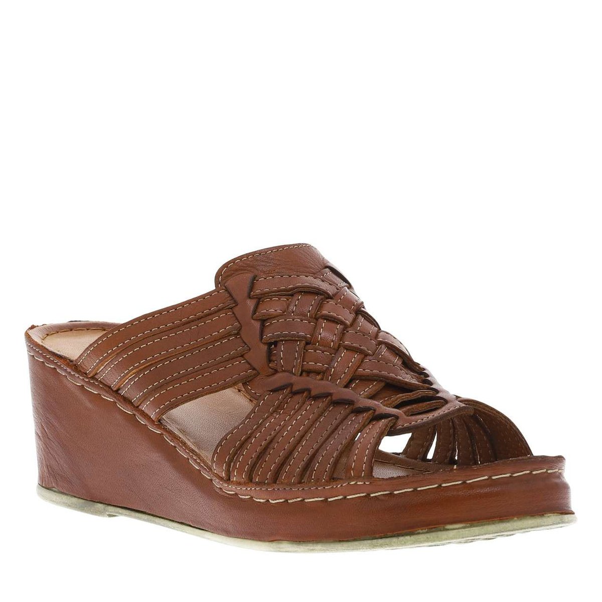 Mules FANNI cuir talon semi-compensé marron, LAURA VITA