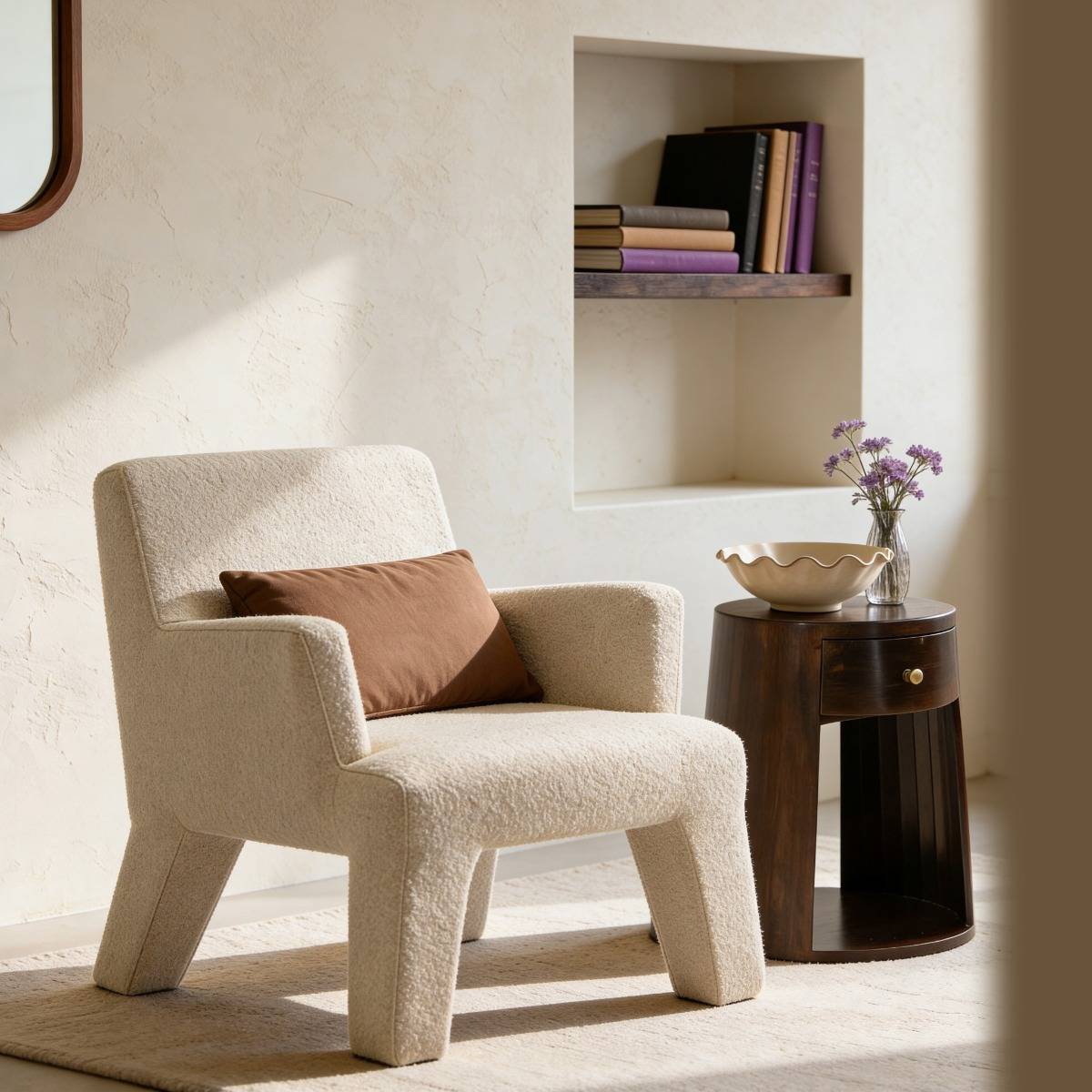 Fauteuil en tissu KARA blanc, MADE IN MEUBLES 