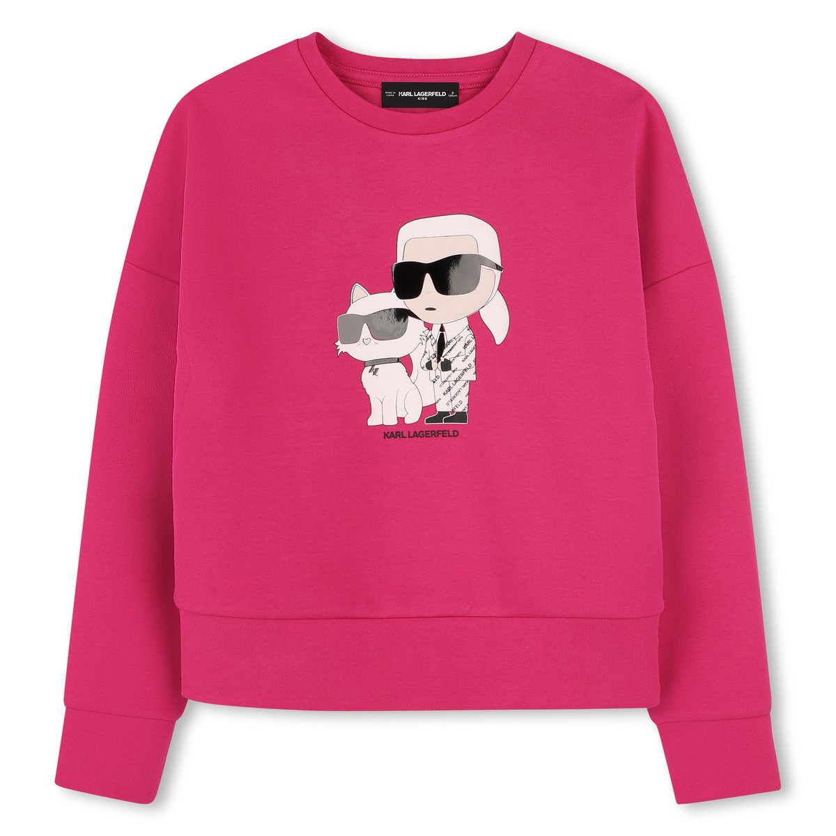 Sweat-shirt avec imprimé rose tagada, KARL LAGERFELD KIDS