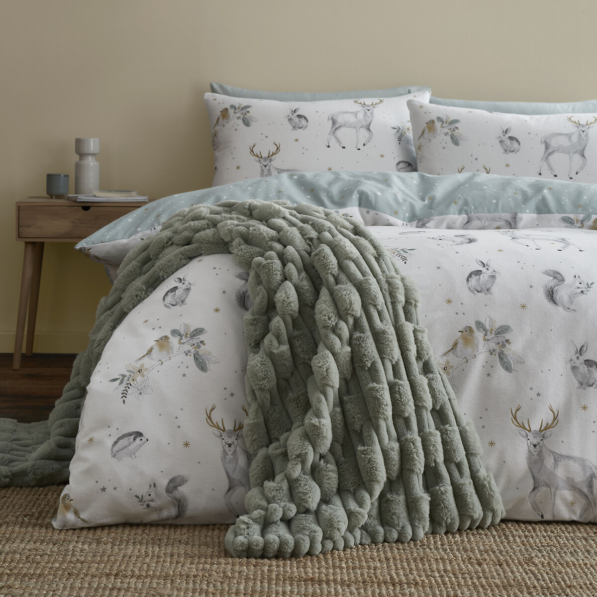 Carved Fur Blanket Throw sage, BIANCA FINE LINENS