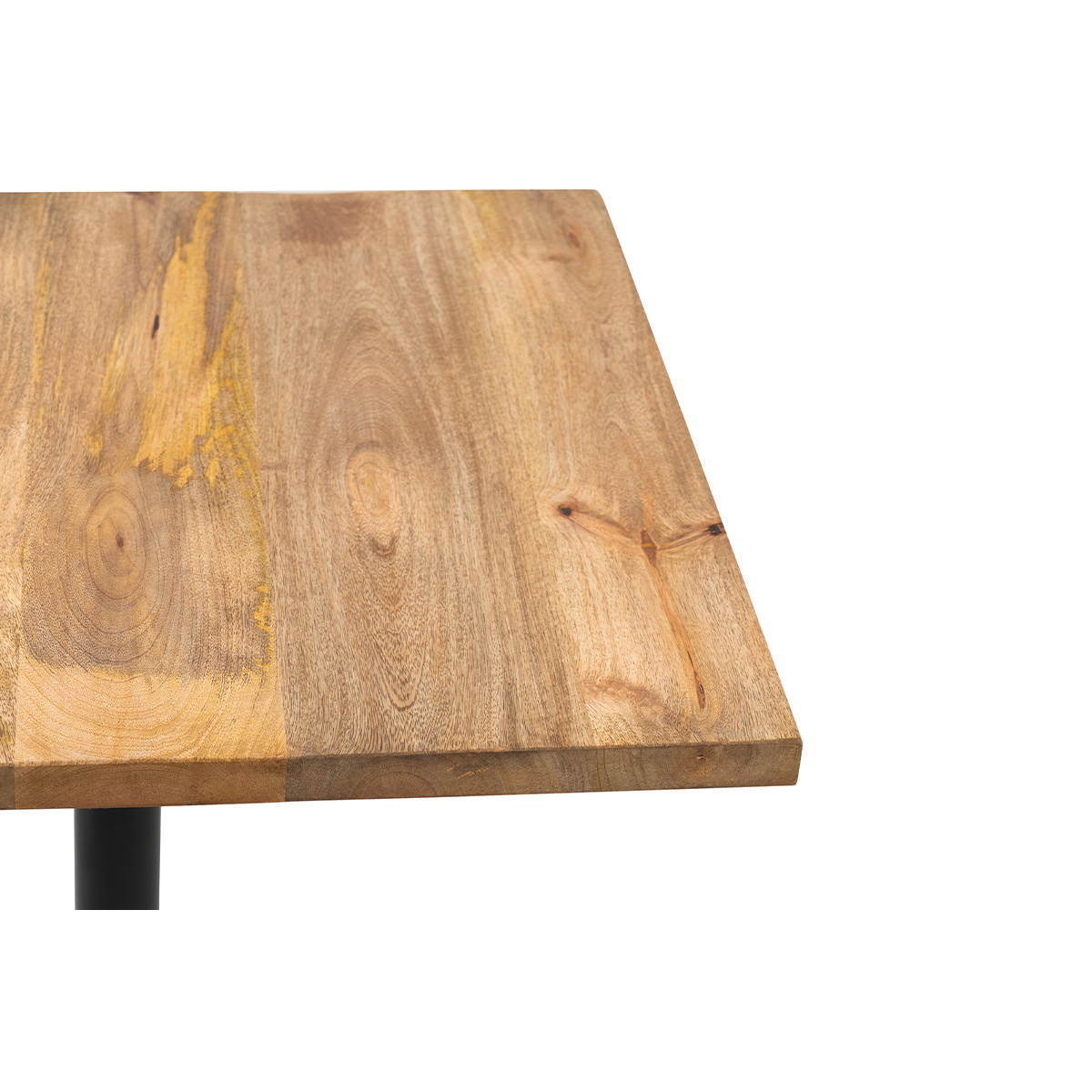 Table bistrot carrée en bois massif et métal noir D60 cm SOPRA bois brut, MILIBOO
