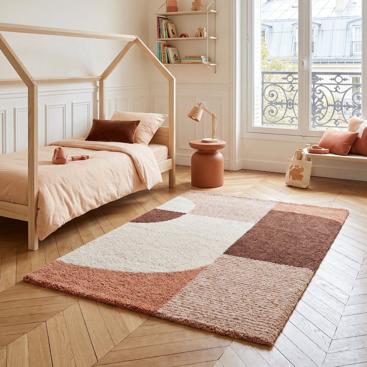 Tapis épais et confortable BAUHAUS rouge naturel, AFK LIVING