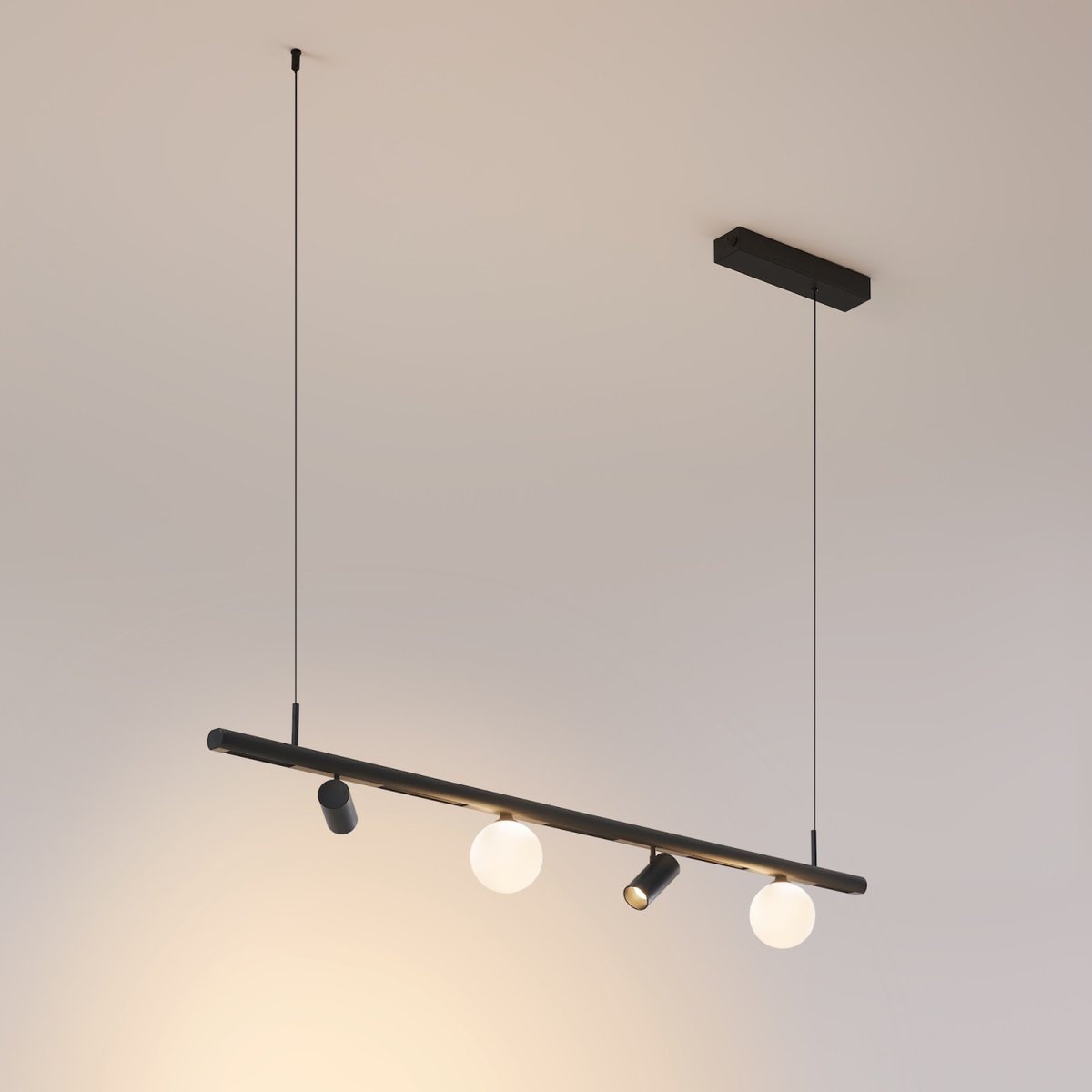 Suspension LED magnétique mixte - LYNE noir et blanc, KOSILUM