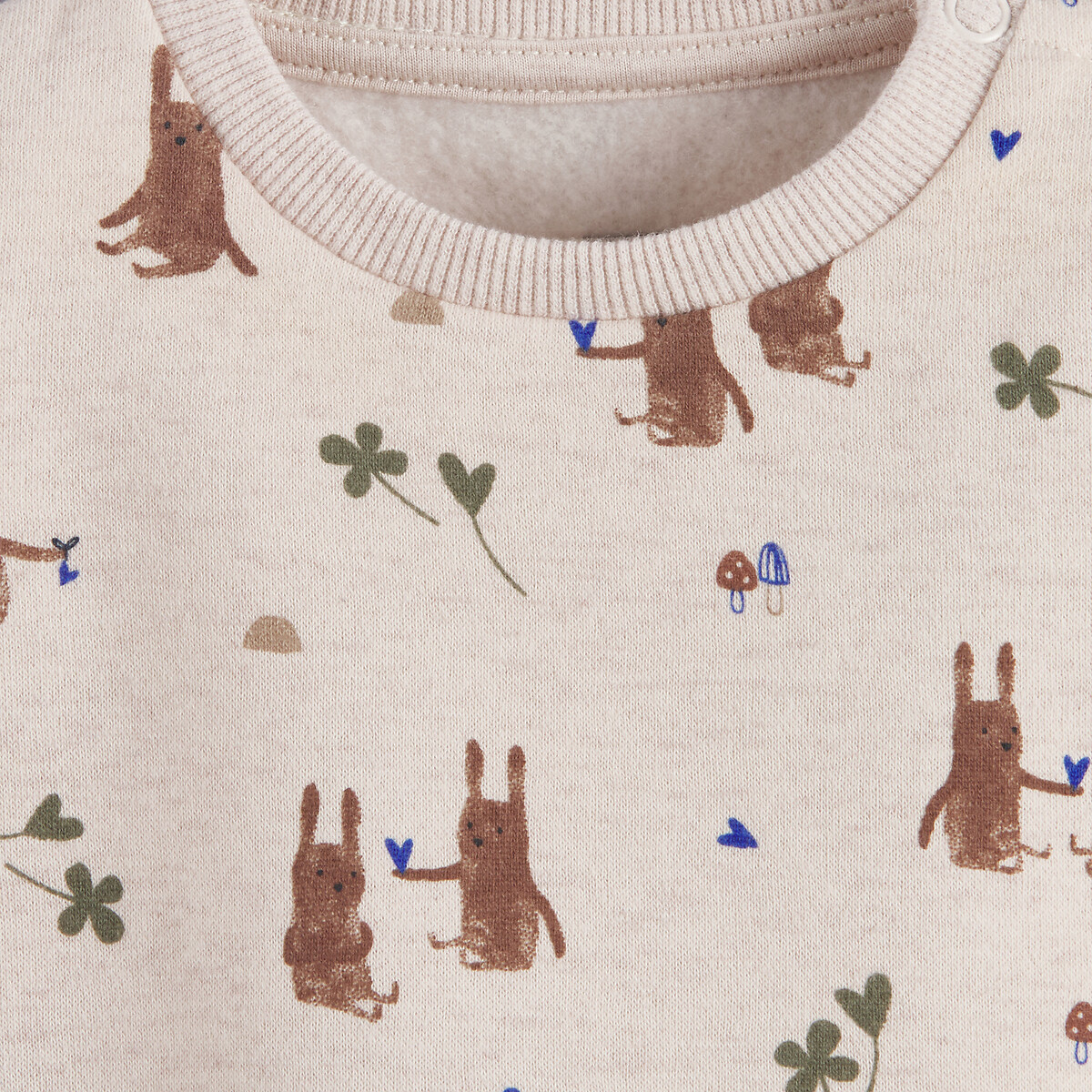 Sweat col rond en molleton, motif animalier beige chiné, LA REDOUTE COLLECTIONS