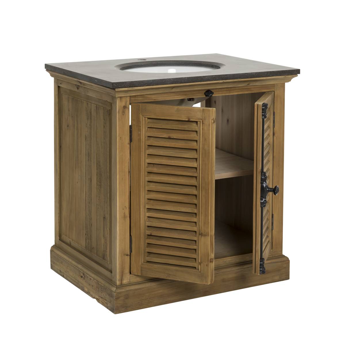 Meuble sous vasque en bois recyclé JUDE bois clair, MADE IN MEUBLES 