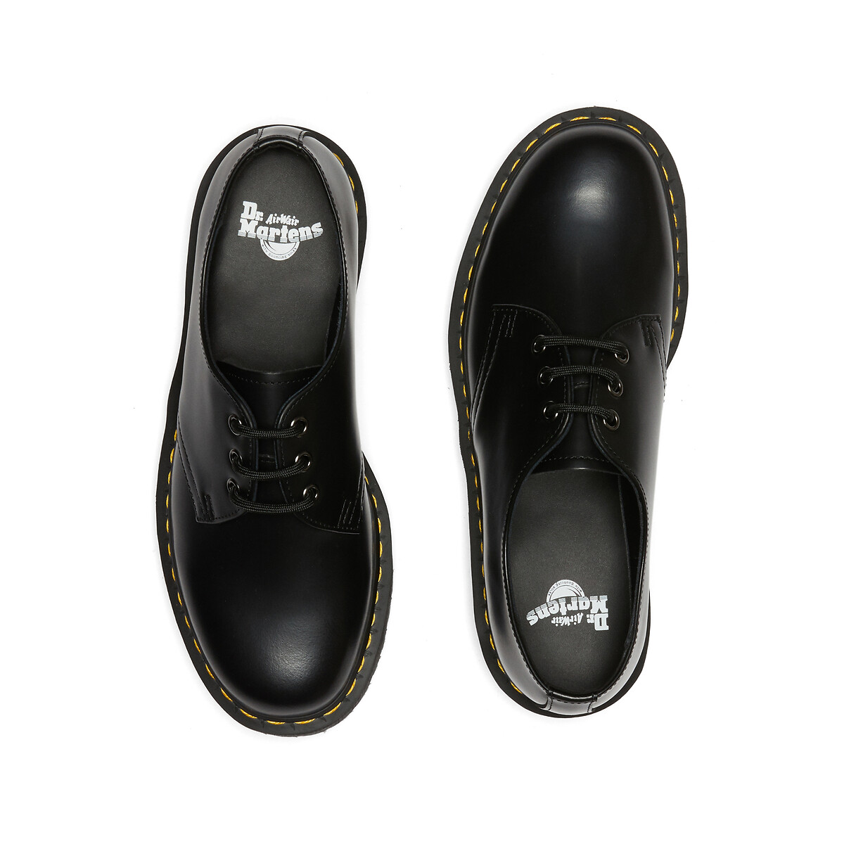 Derby's 1461 in Smooth leer met plateauzool zwart, DR. MARTENS