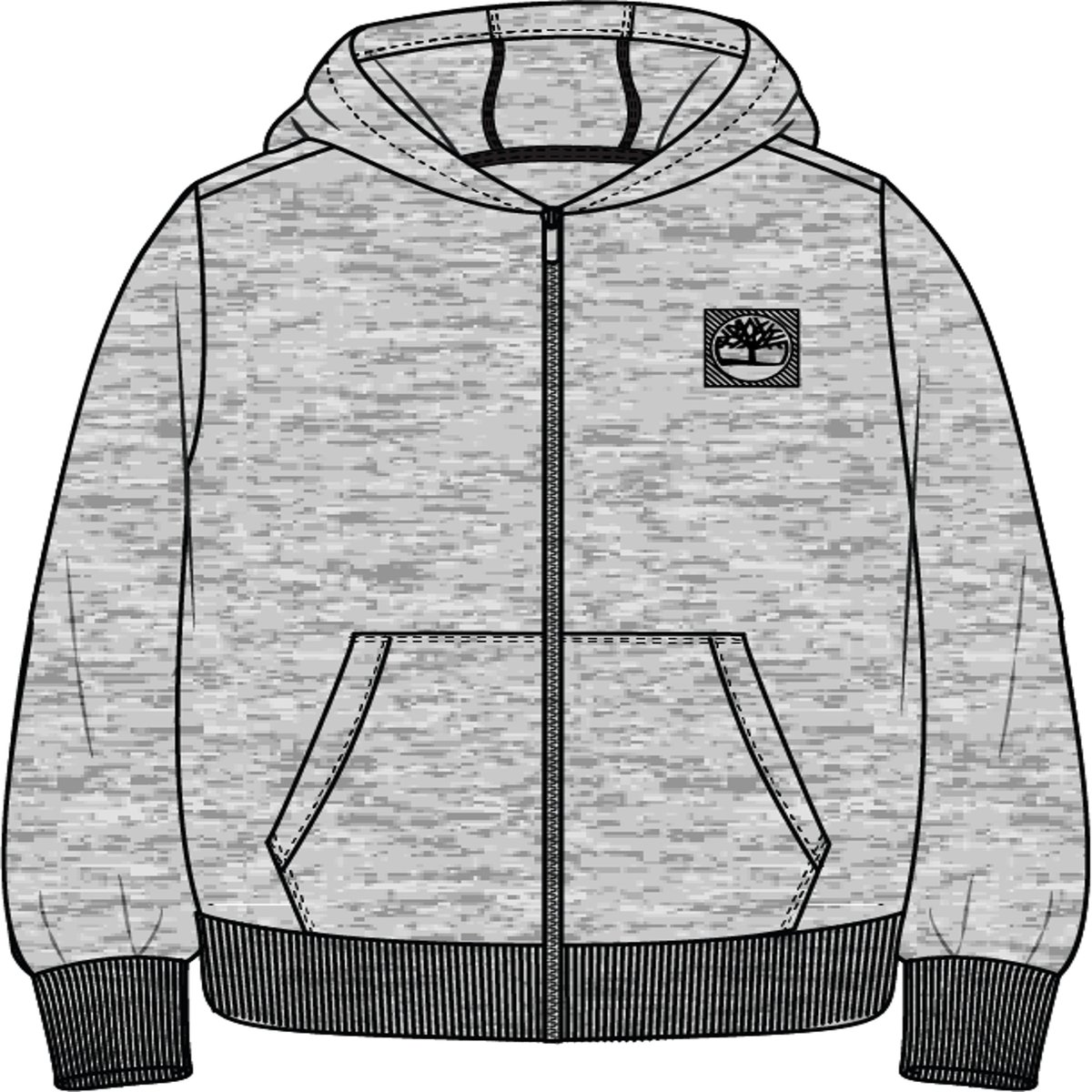 Cardigan à capuche en molleton gris chine, TIMBERLAND