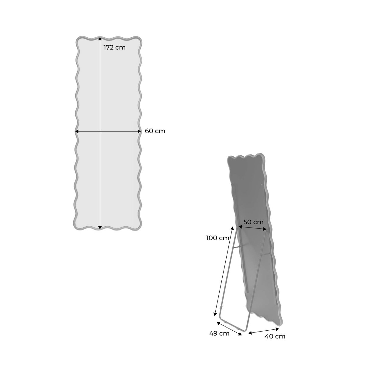 Miroir sur pied organique bois d'hévéa pied en acier 172cm CAULINE noyer, SWEEEK