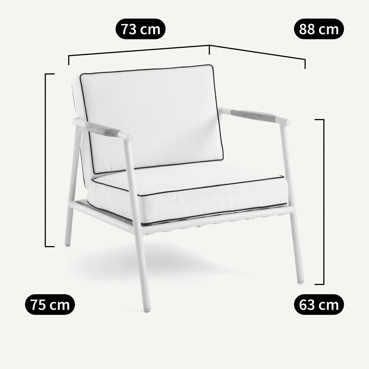 Fauteuil de jardin aluminium et teck, Isabbo blanc, AM.PM