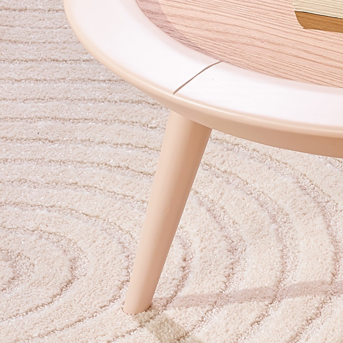 Table basse ronde style contemporain en chêne JACQUELINE rose, ROBIN DES BOIS