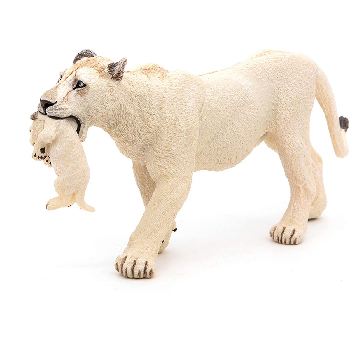 Figurine Lionne blanche avec son bébé lionceau blanc, PAPO