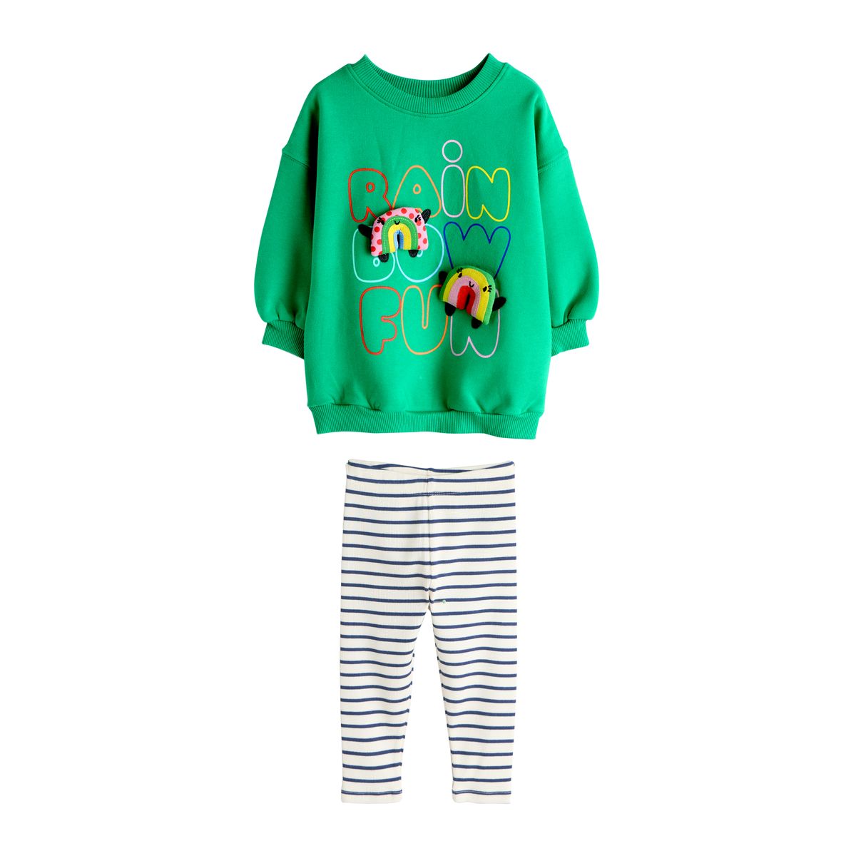 Ensemble legging évasé et sweat arc-en-ciel vert, NEXT