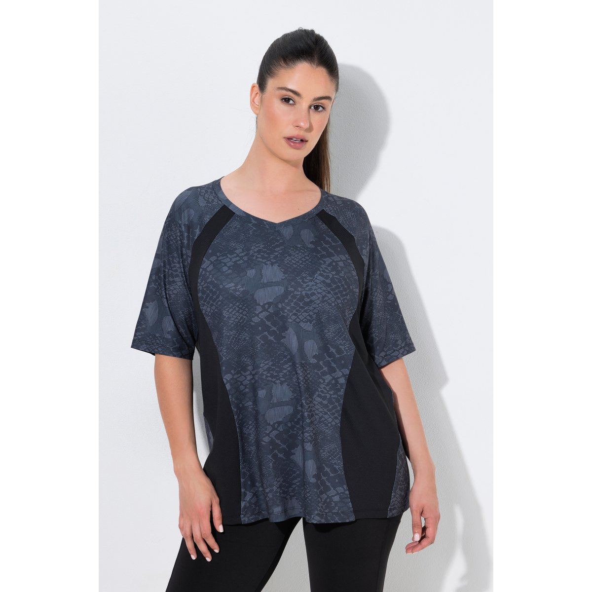 T-shirt technique, motif peau de serpent gris asphalte, ULLA POPKEN