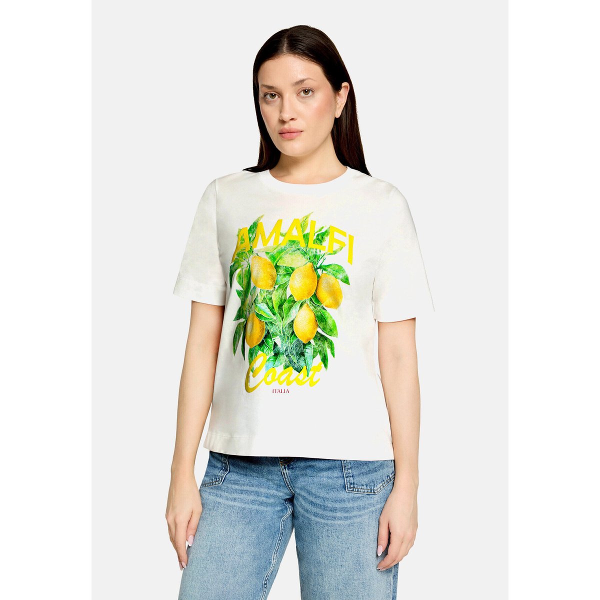 T-shirt à manches courtes à encolure ronde patch creme/yellow, CARTOON