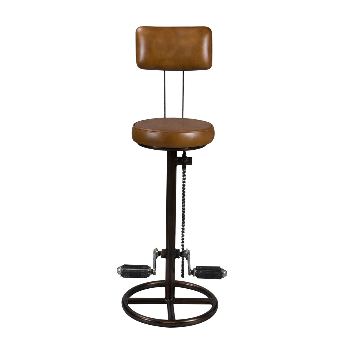 Chaise de bar 76 cm en cuir avec dossier - PHOENIX marron, MAISON PAVANE