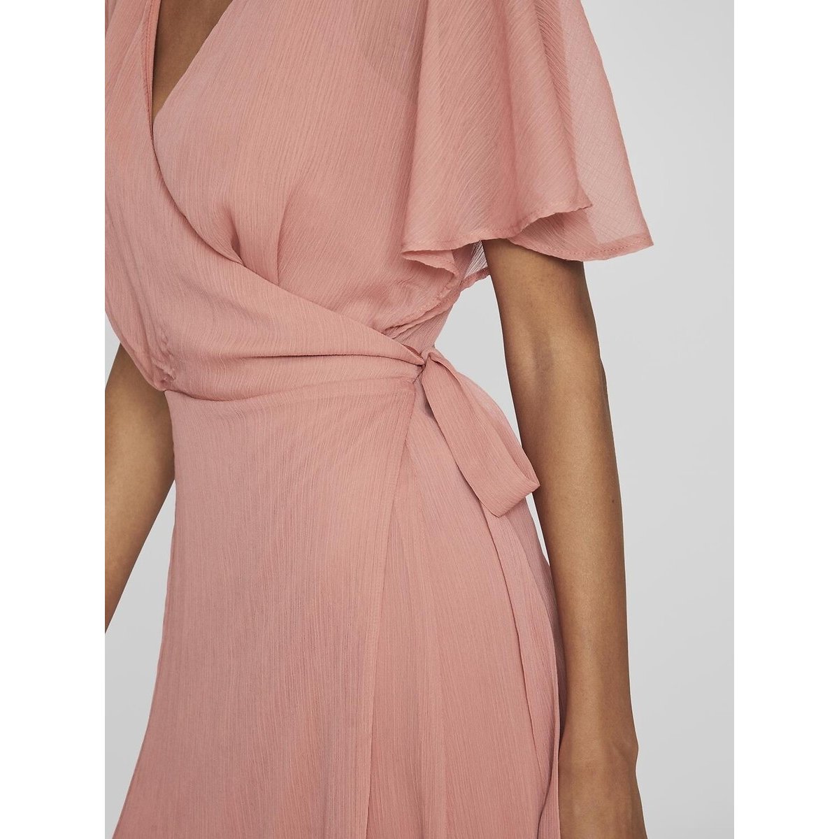 Short Sleeve Wrapover Dress coral pink, VILA
