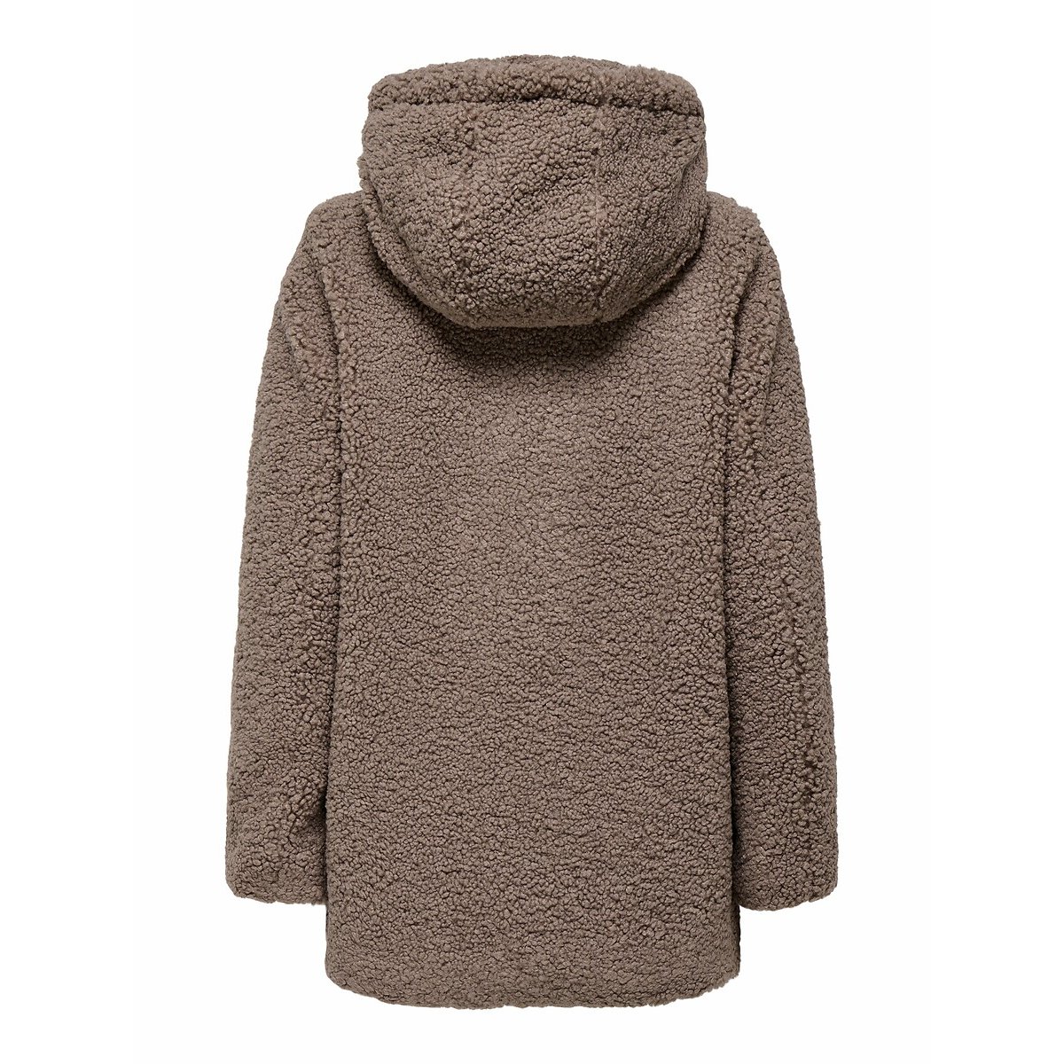 Sherpa Mid-Length Coat with Hood brown, ONLY