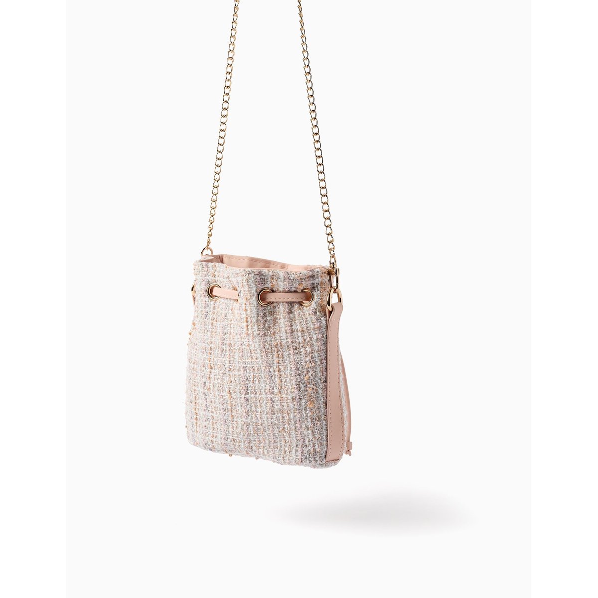 Sac seau en tweed rose clair, ZIPPY