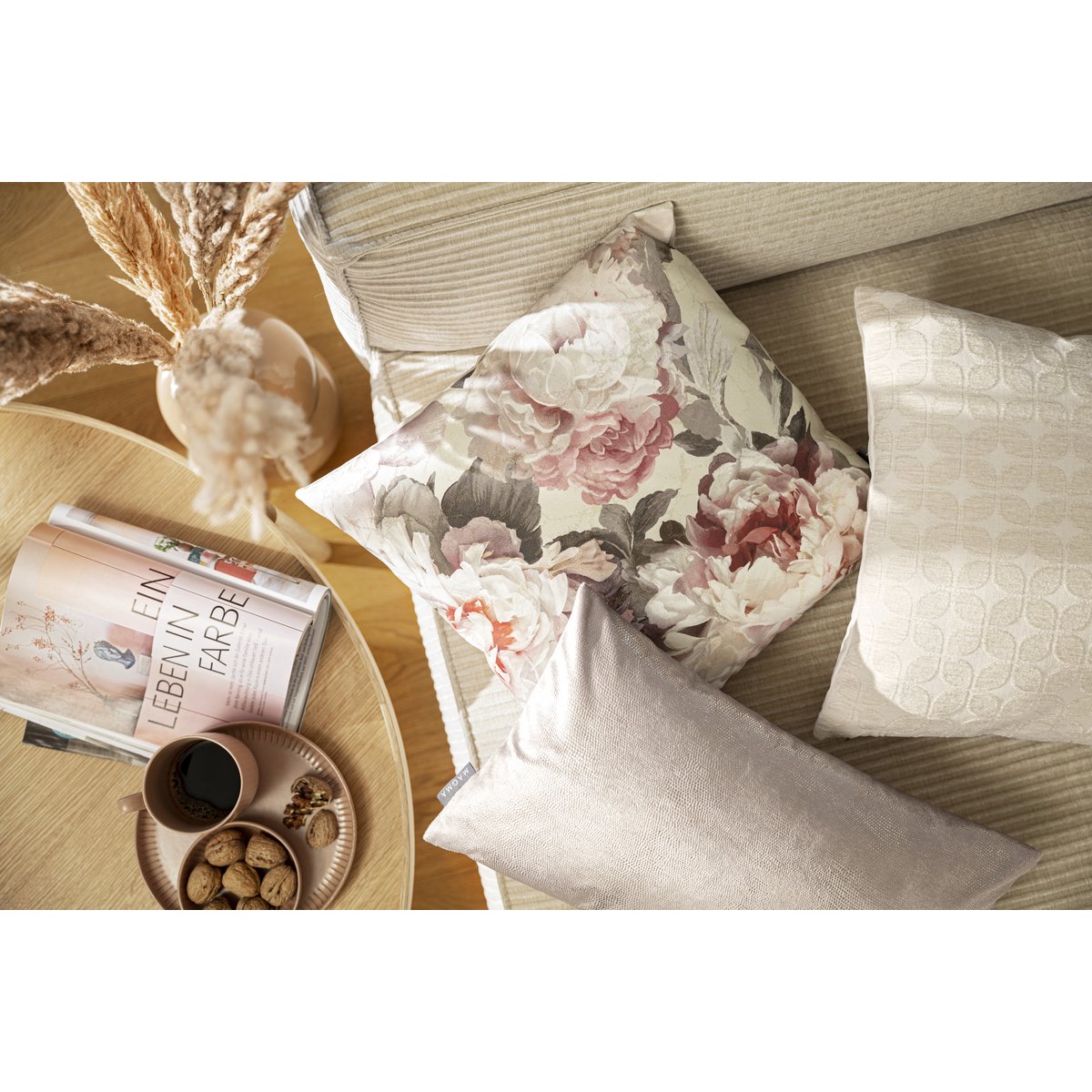 Lot de 2 housses de coussin jacquard velours JAVA vert foncé, MAGMA HEIMTEX