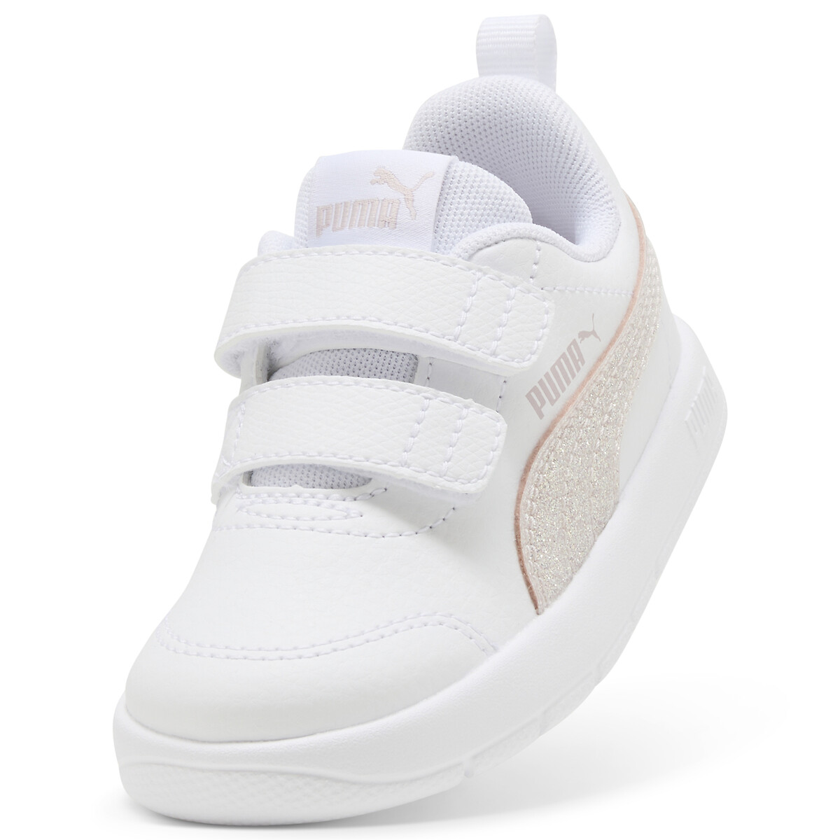 Baskets à scratch COURTFLEX V3 GLITZ V blanc/paillettes, PUMA