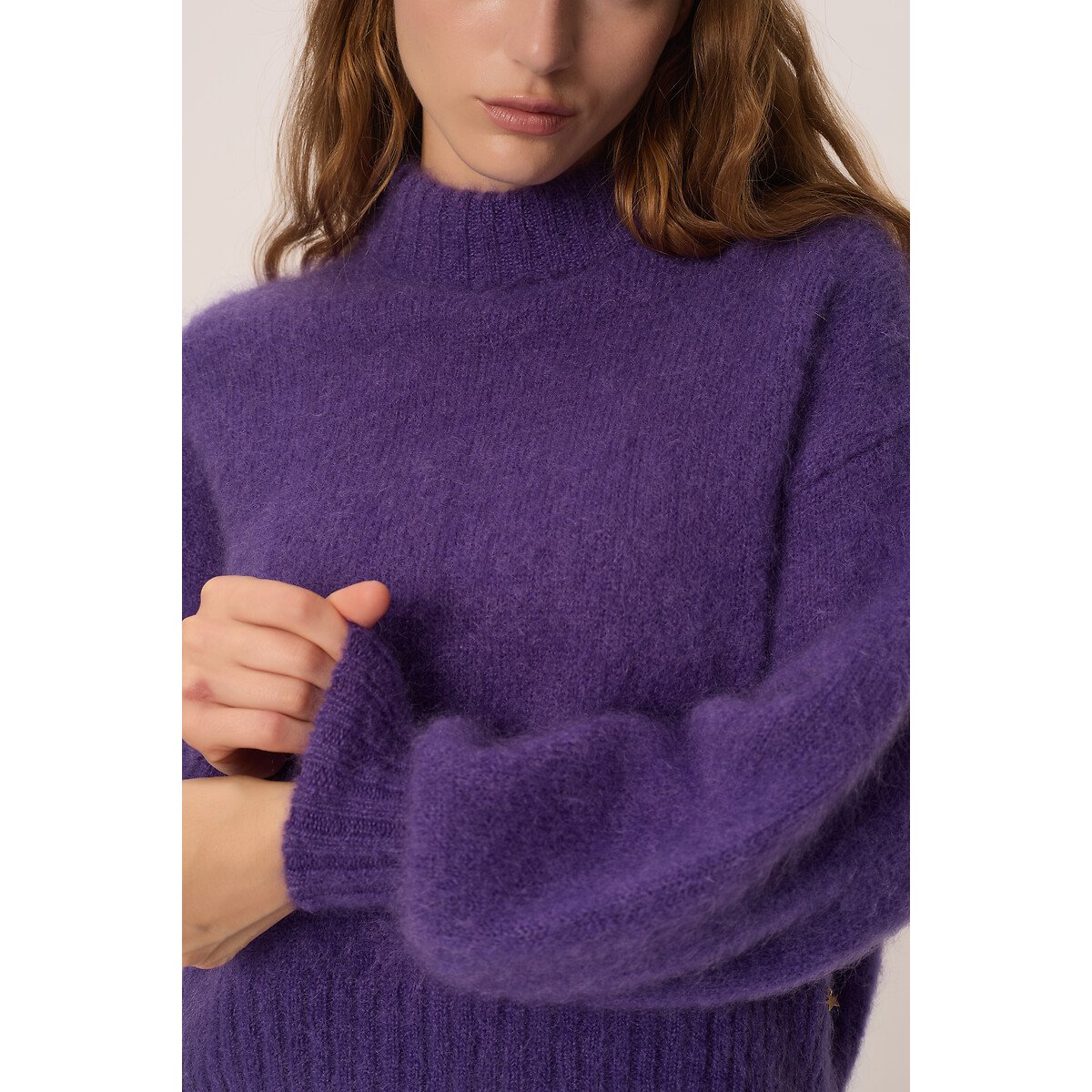Pullover mit Stehkragen aus Mohair-Mischgewebe, ALEX violett, DES PETITS HAUTS