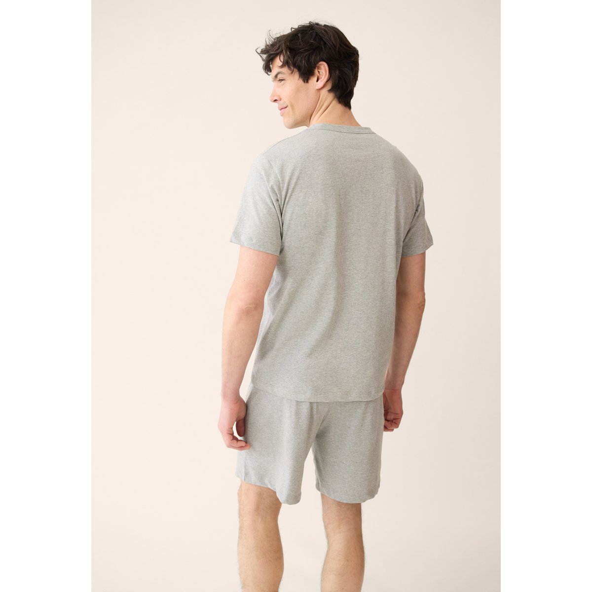 Ensemble pyjama haut  et short marine en coton Formidable & Invincible gris chiné, LE SLIP FRANCAIS