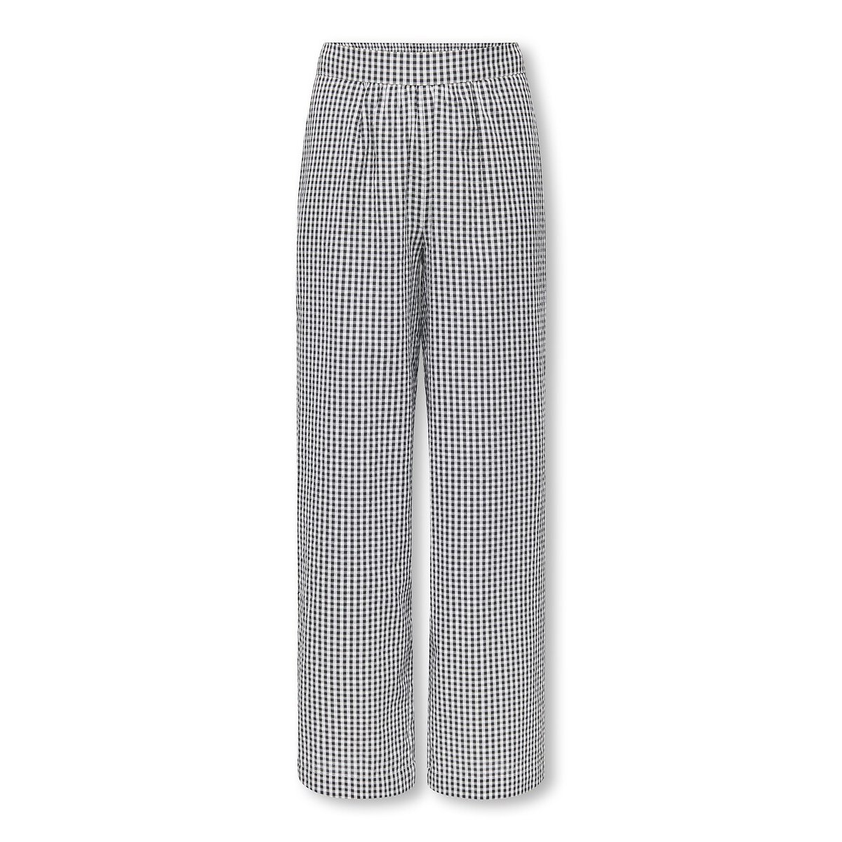 Soepelvallende broek met ruitjesprint vichy zwart/wit, KIDS ONLY