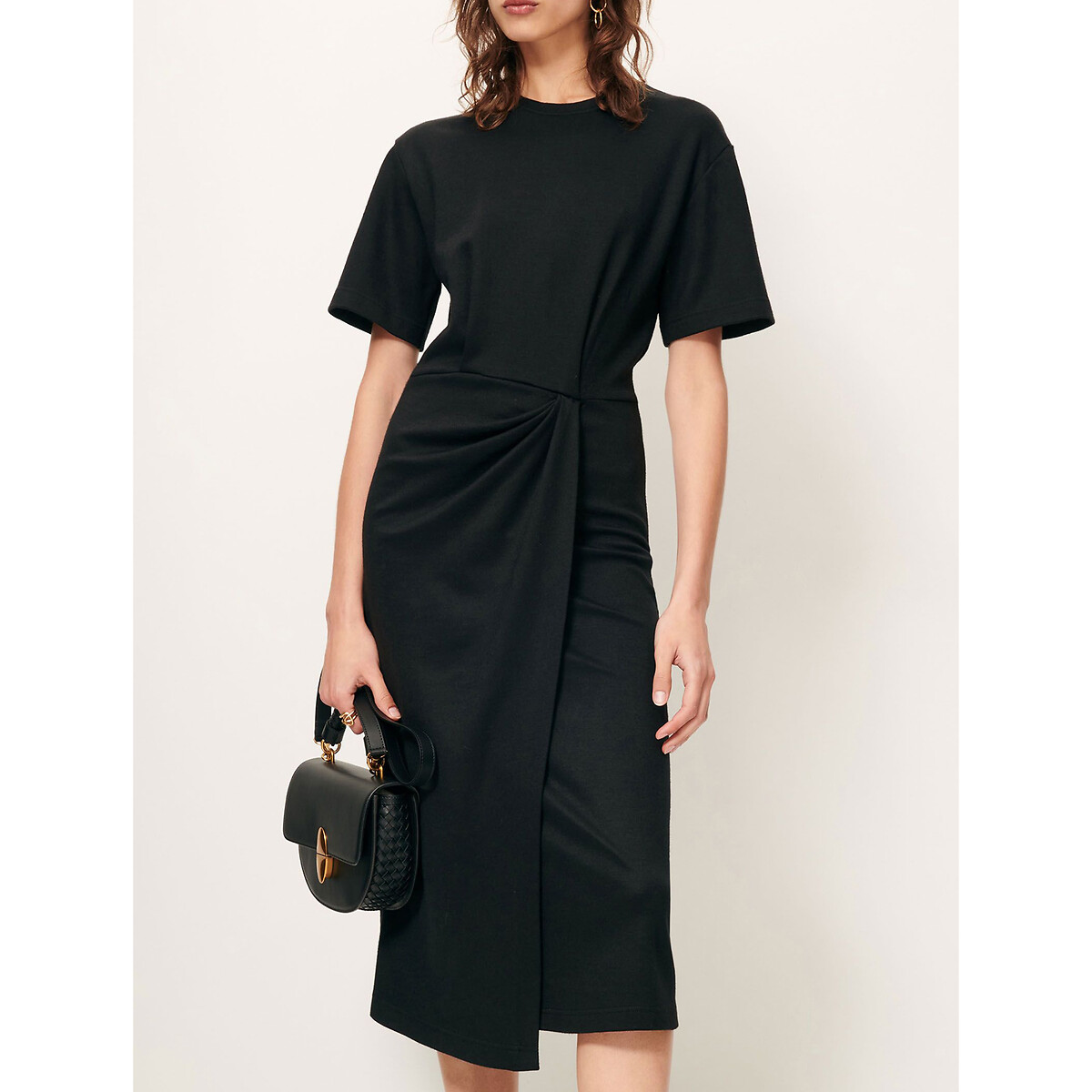 Brera Mid-Length Dress with Short Sleeves black, SESSUN
