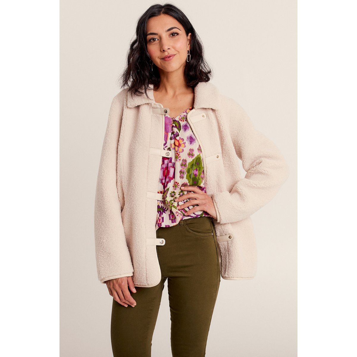 Manteau droit laine mouton ivoire, BREAL