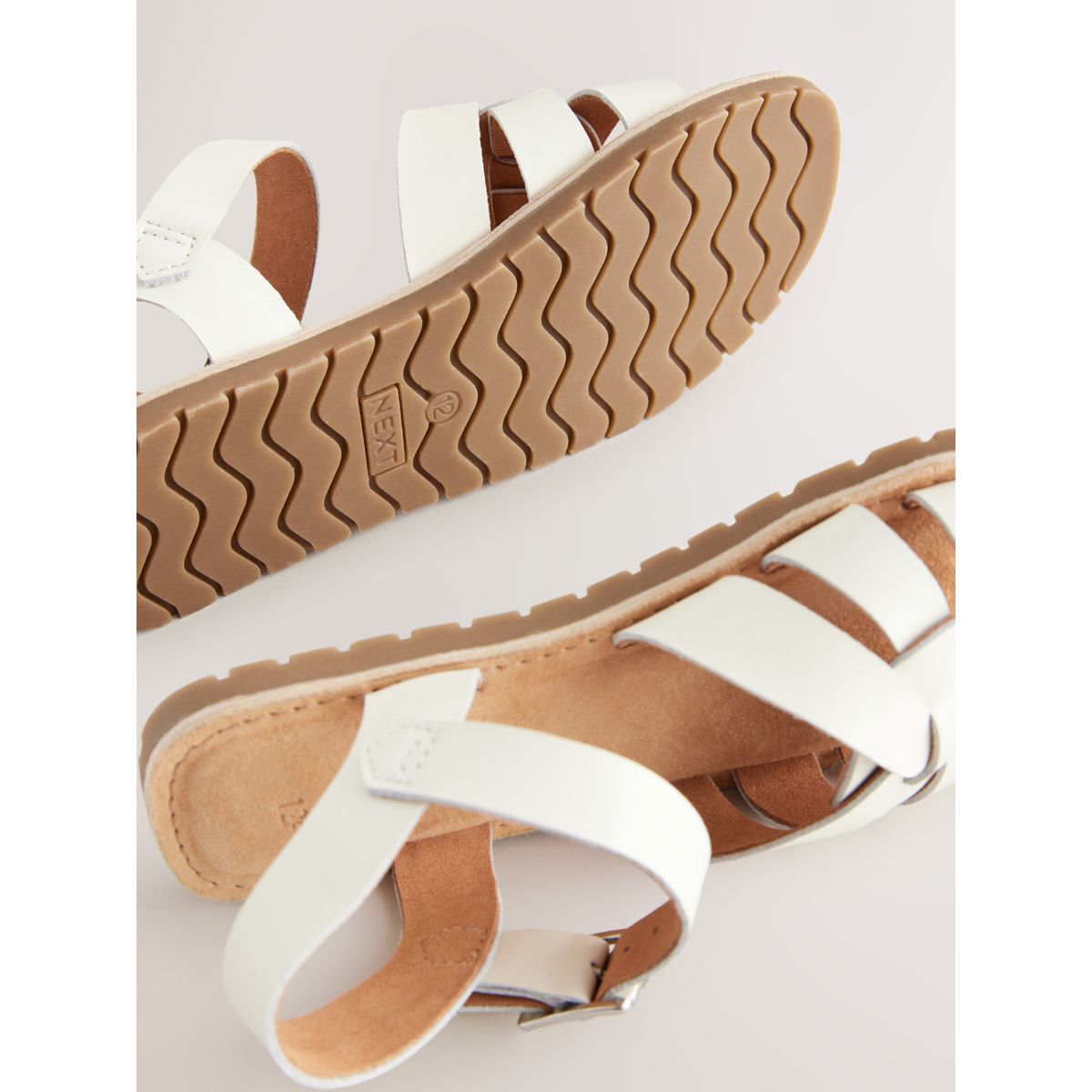 Sandales tissée en cuir blanc, NEXT