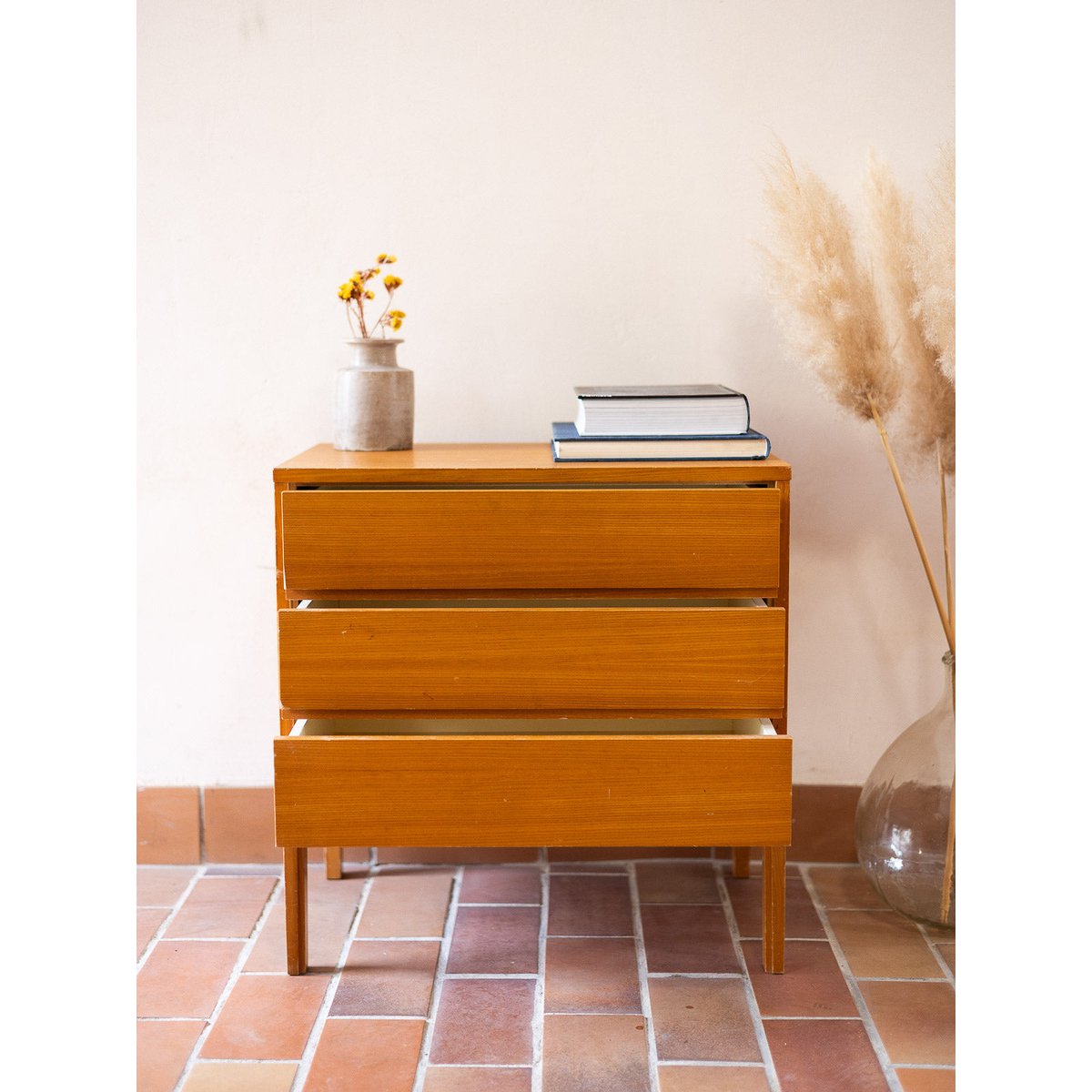Petite commode en bois Olga N°1073 - Bon état bois clair, DEBONGOUT