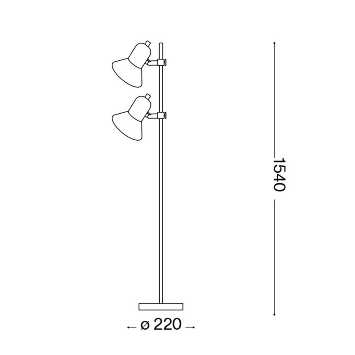 Lampadaire 2 diffuseurs métal noir et chrome Polly noir, MILLUMINE
