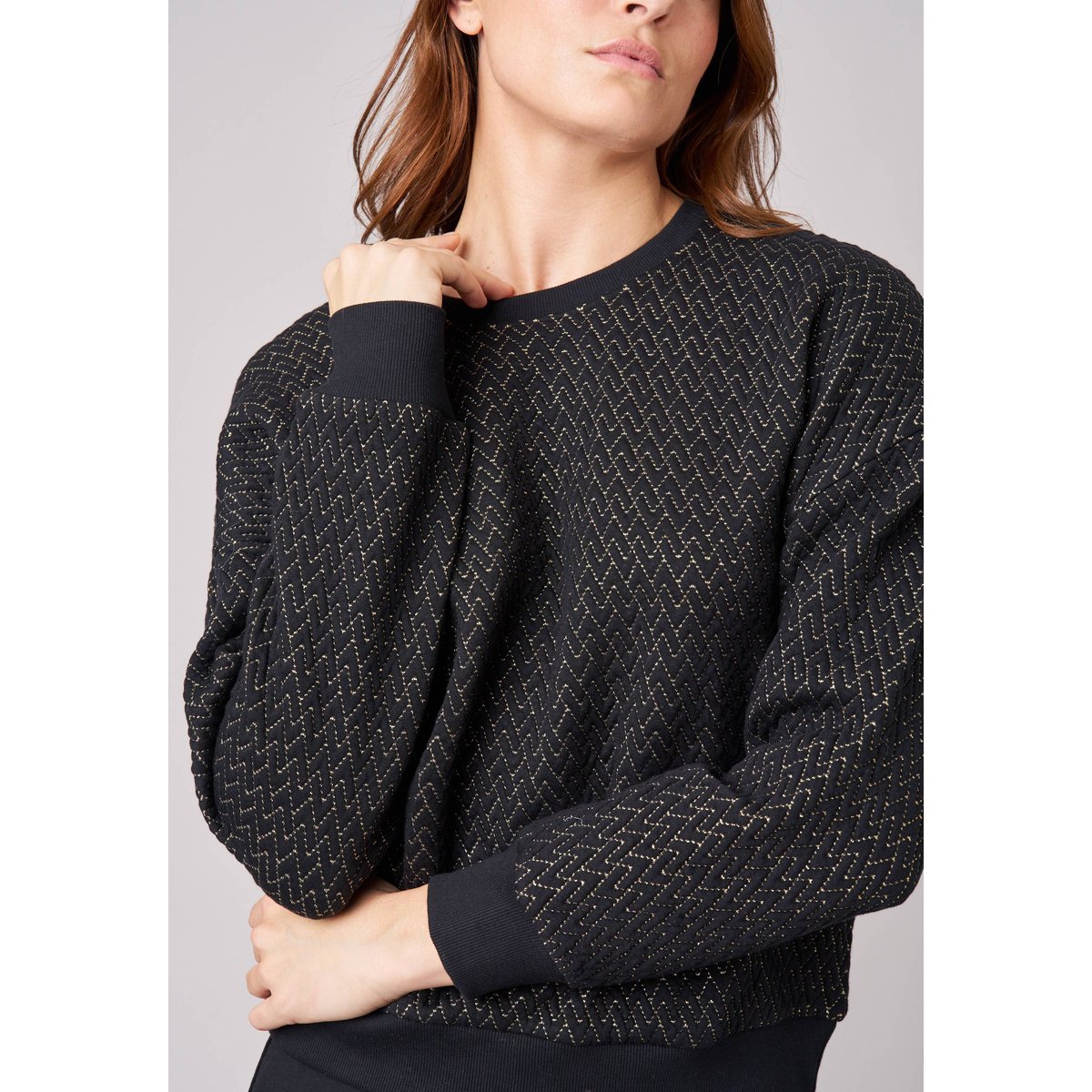 Sweat regular femme molletonné SALMA noir, DEELUXE