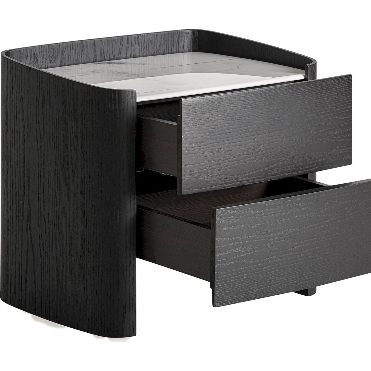 Table de chevet en bois noir et gris marbré, RECOLLECTION