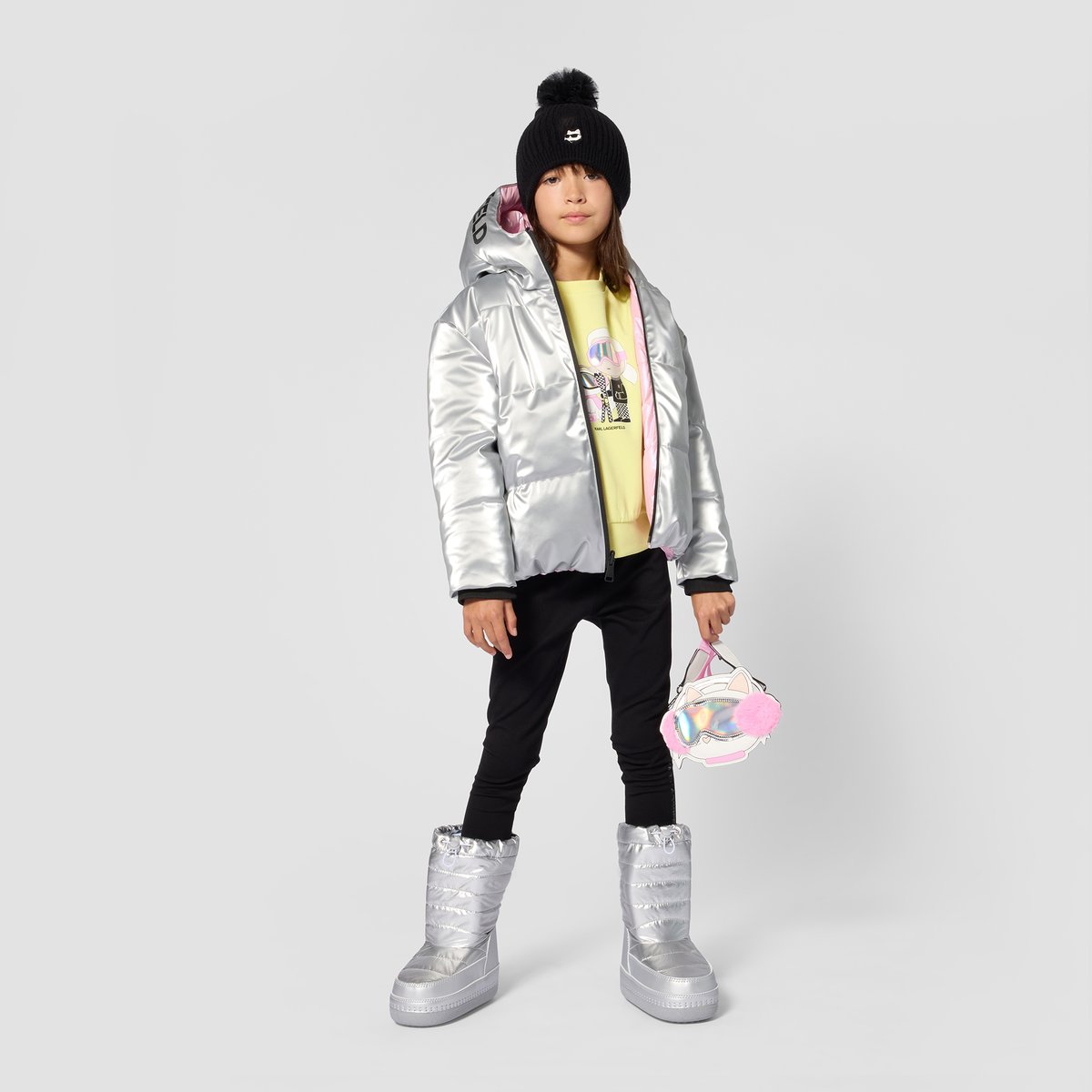 Doudoune réversible rose gris, KARL LAGERFELD KIDS